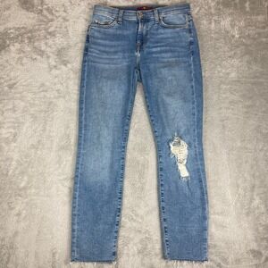 7 For All Mankind Roxanne Ankle‎ Jeans Distressed Raw Edge Light Wash Size 27